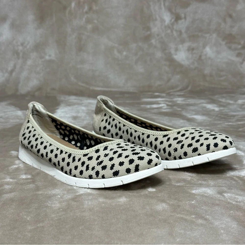 Seychelles Knit Slip On Ballet Flat Spot Tumble Animal White Beige Black Size 7